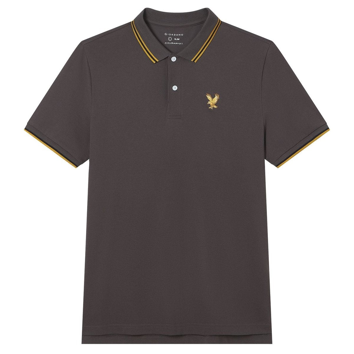 Men's Knit Collar Short Sleeve Slim Fit Embroidered Polo