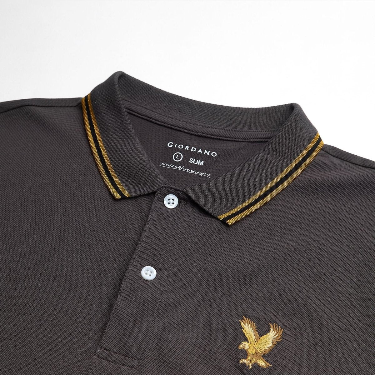 Men's Knit Collar Short Sleeve Slim Fit Embroidered Polo