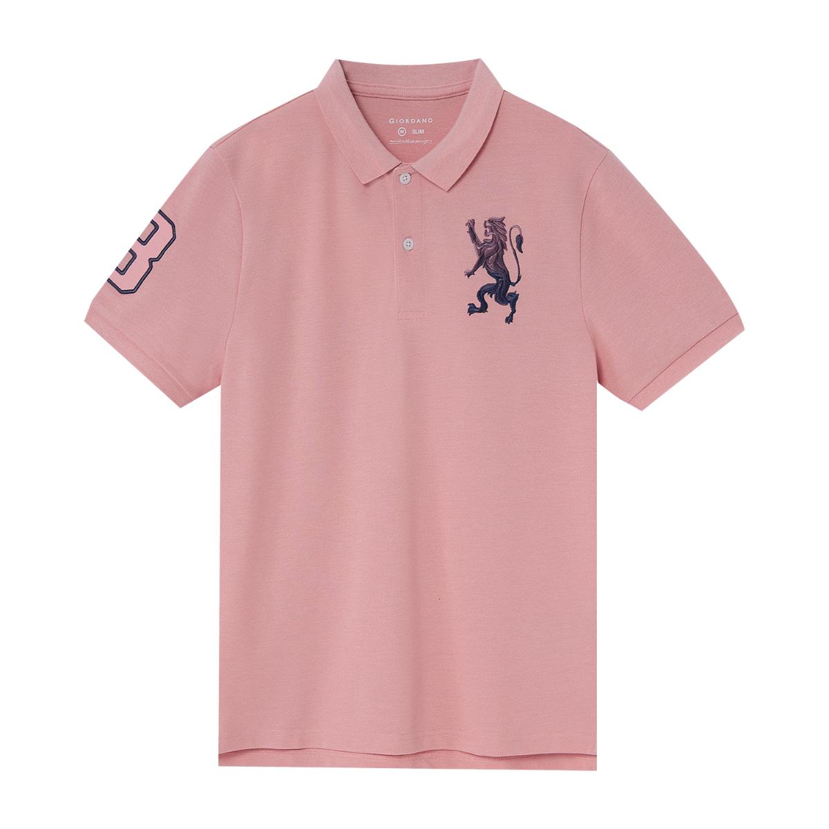 Men's 3D Lion Polo: Slim Fit, Bold Embroidery, Premium Pique