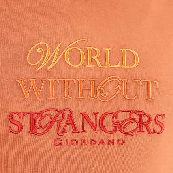 Men's World Without Strangers Print Tee - Slim Fit, Crew Neck, Cotton