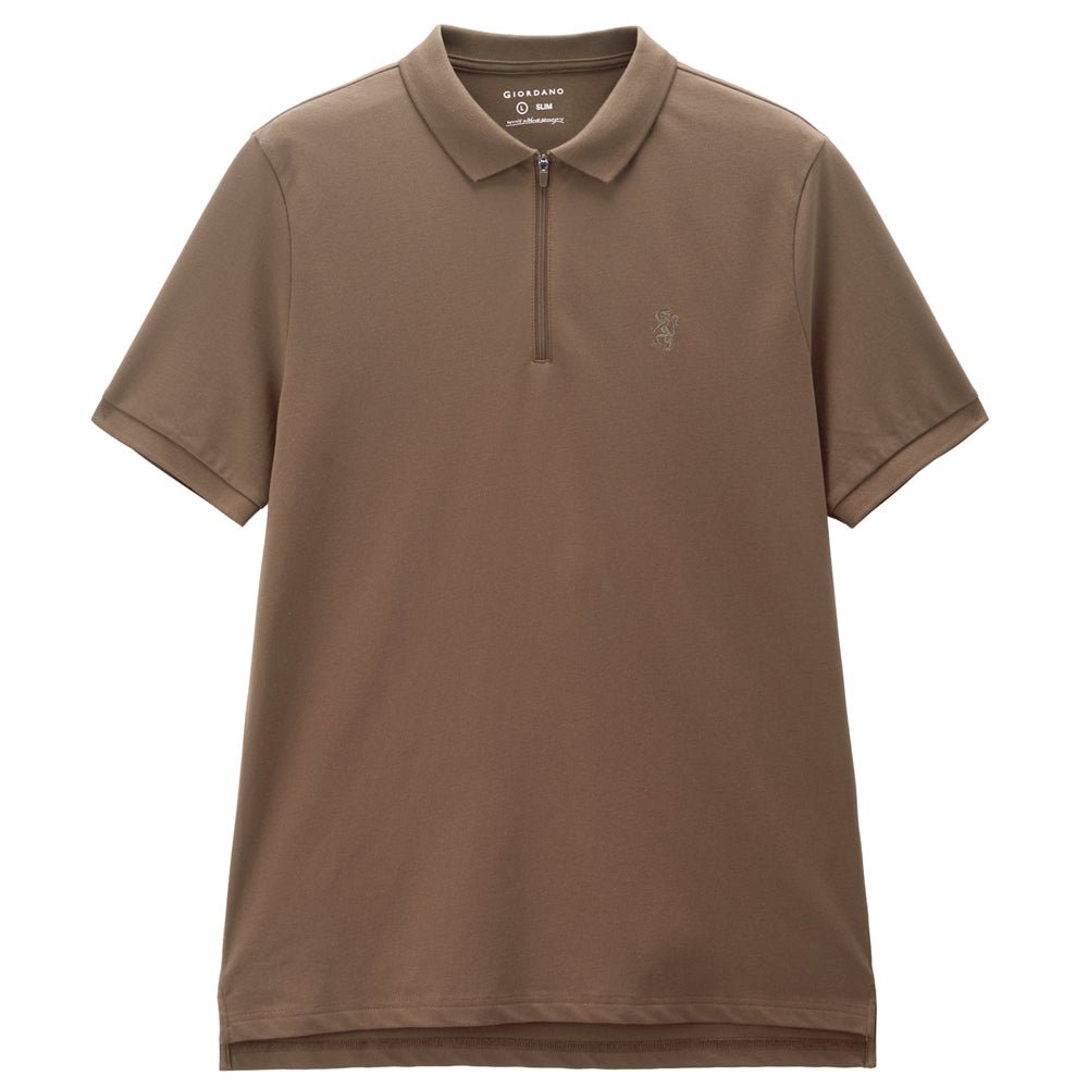 Men's Slim Fit Small Lion Zipper Polo