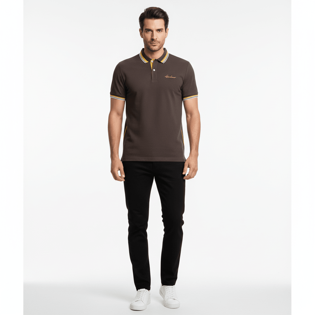 Men’S Slim Pique Polo With Contrast Collar & Signature Embroidery