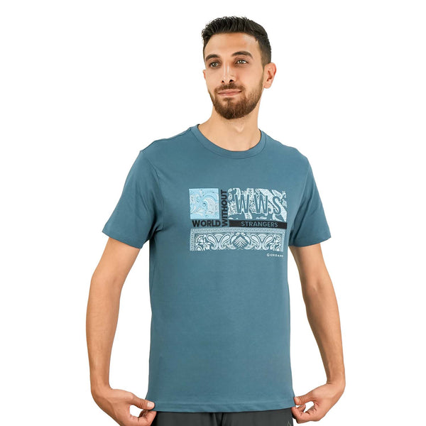 Men's World Without Strangers Print Tee - Slim Fit, Crew Neck, Cotton