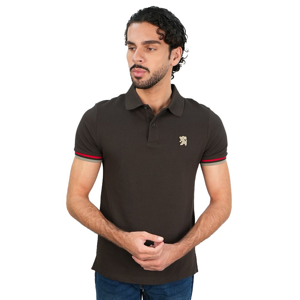 Men's Cotton Slim Performance Polo With Small Lion Embroidery