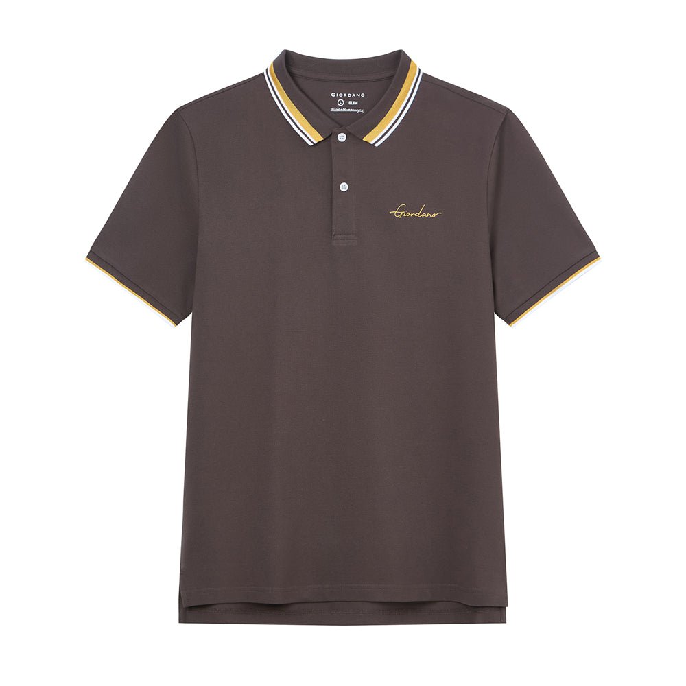 Men’S Slim Pique Polo With Contrast Collar & Signature Embroidery