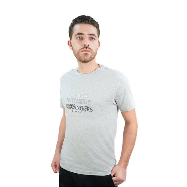 Men's World Without Strangers Print Tee - Slim Fit, Crew Neck, Cotton