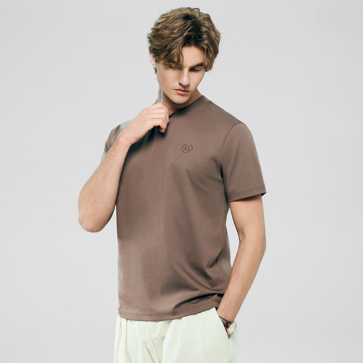 Men's Slim Fit Liquid Touch Cotton Crew Neck Tee
