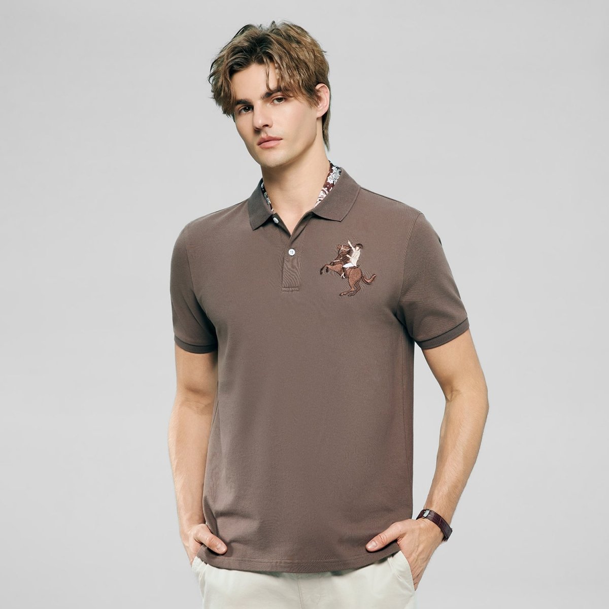 Men’s Slim Fit Napoleon Embroidery Lycra Pique Polo