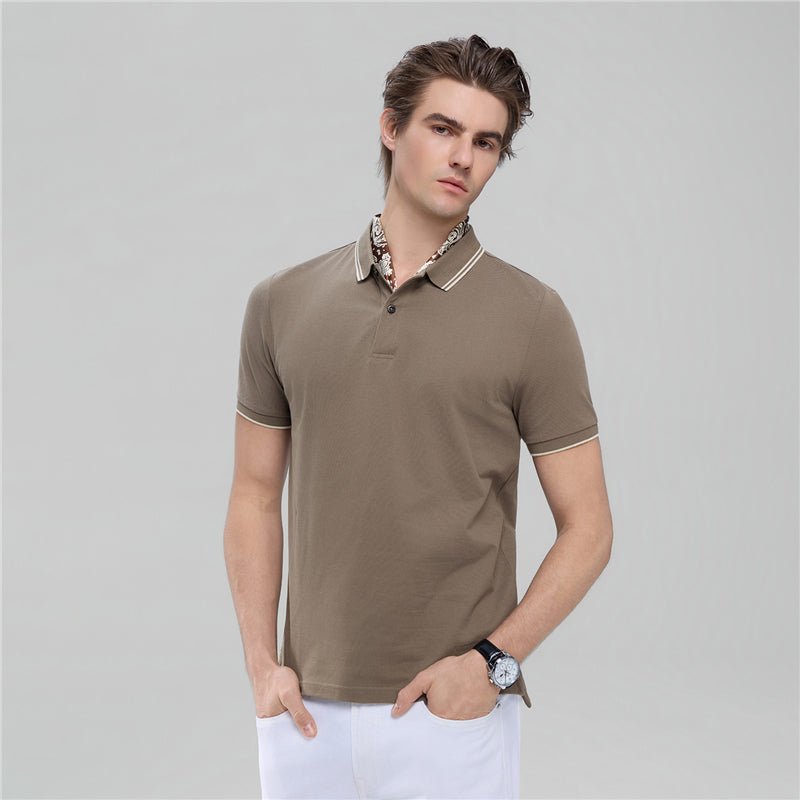 Men's Slim Pique Cotton Lycra Solid Polo with Flat Knit Collar