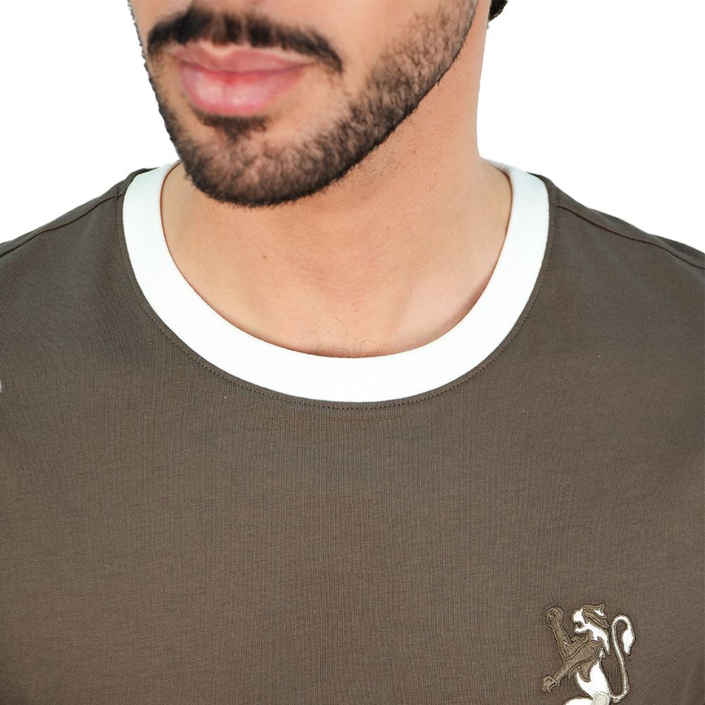 Men's Slim Cotton Crew Neck Embroidery Tee