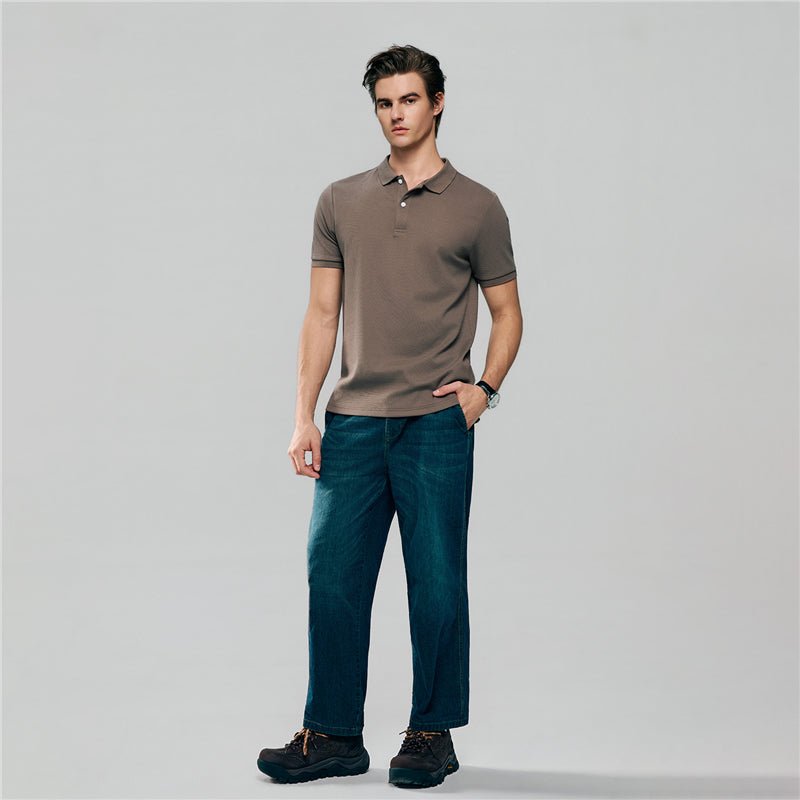 Men's Slim Waffle Knit Premium Polo