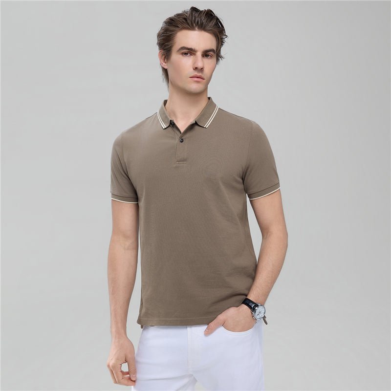 Men's Slim Pique Cotton Lycra Solid Polo with Flat Knit Collar