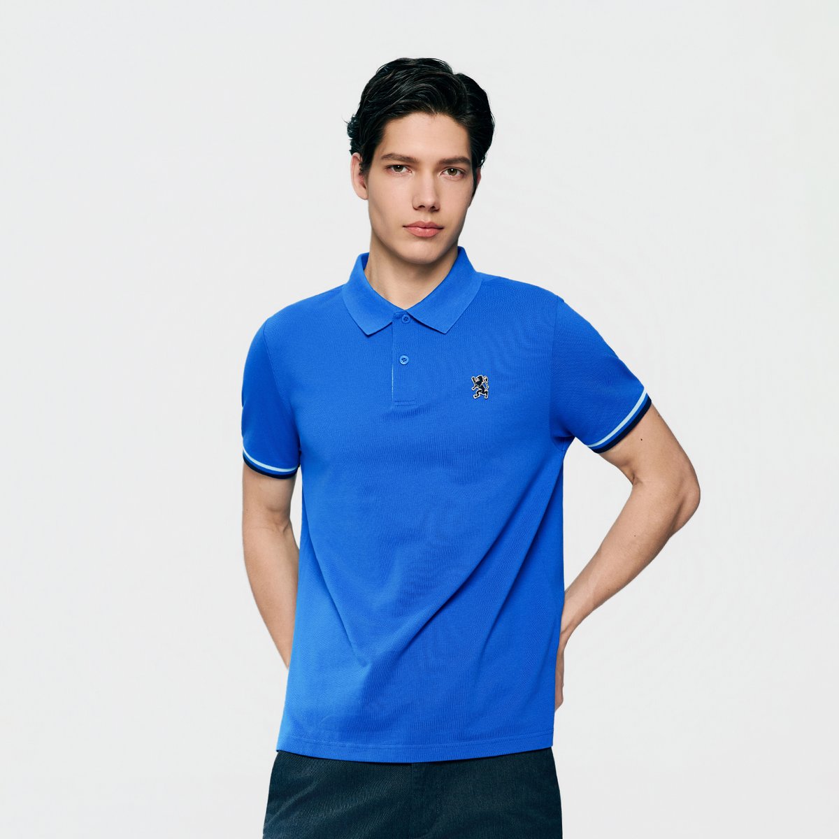 Men's Slim Fit Embroidered Solid Polo