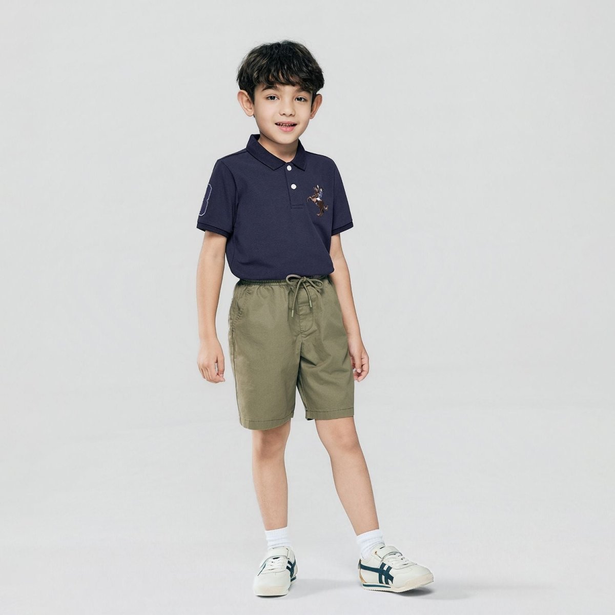 Kid's Cotton Twill Drawstring Shorts With Elastic Waist