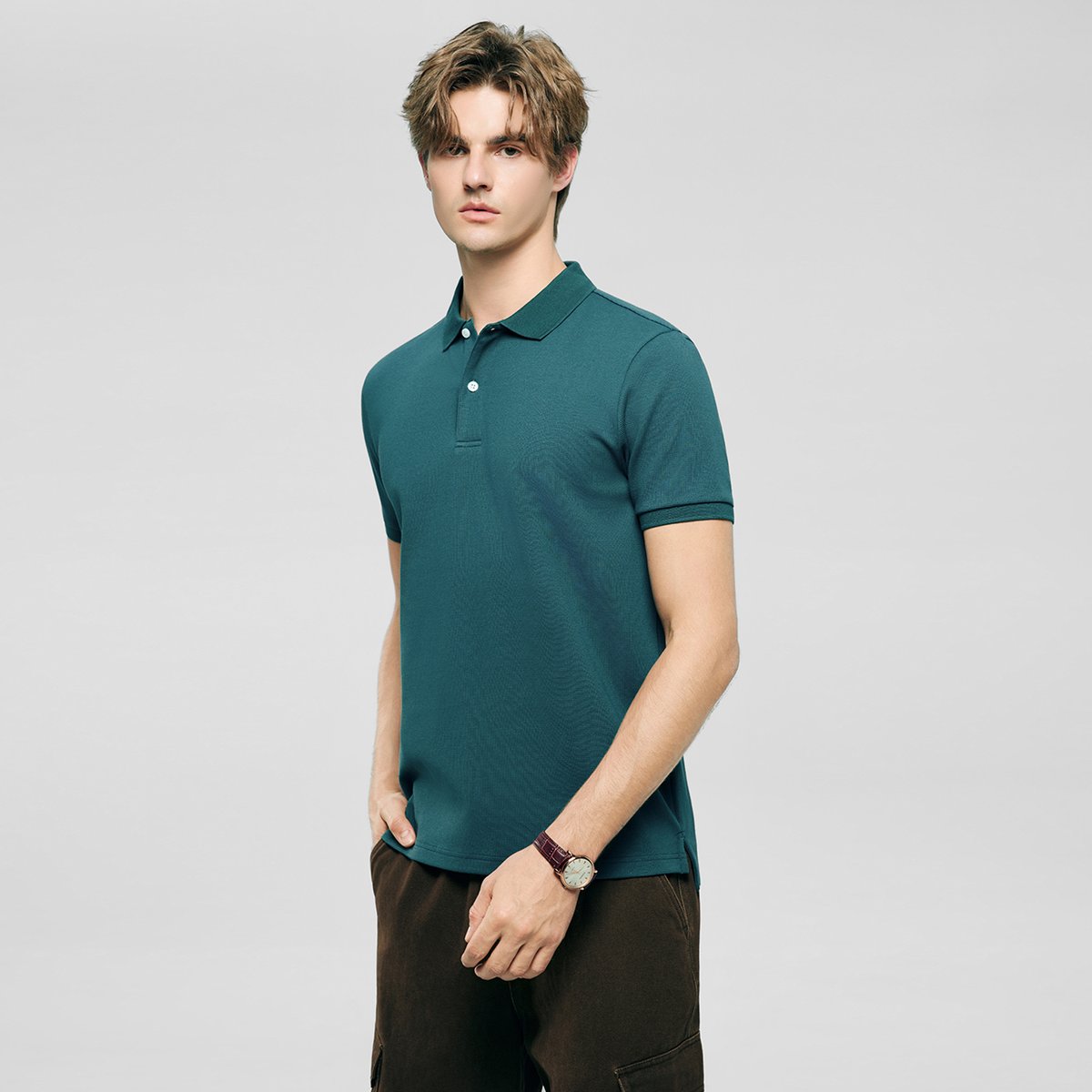 Men's Slim Waffle Knit Premium Polo