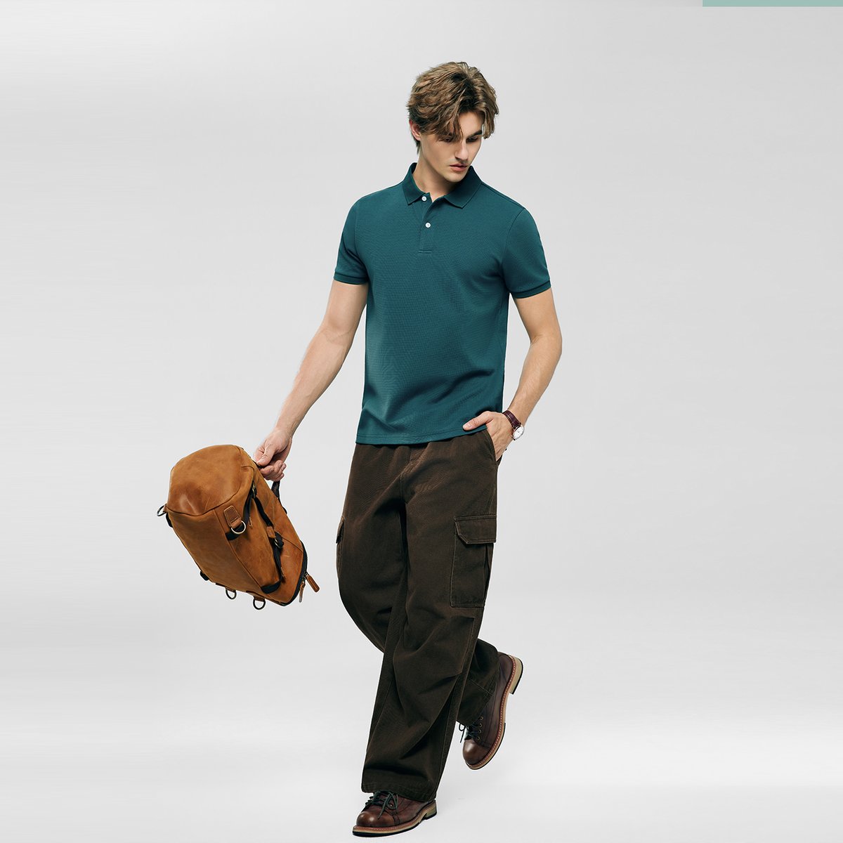 Men's Slim Waffle Knit Premium Polo