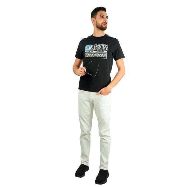 Men's World Without Strangers Print Tee - Slim Fit, Crew Neck, Cotton