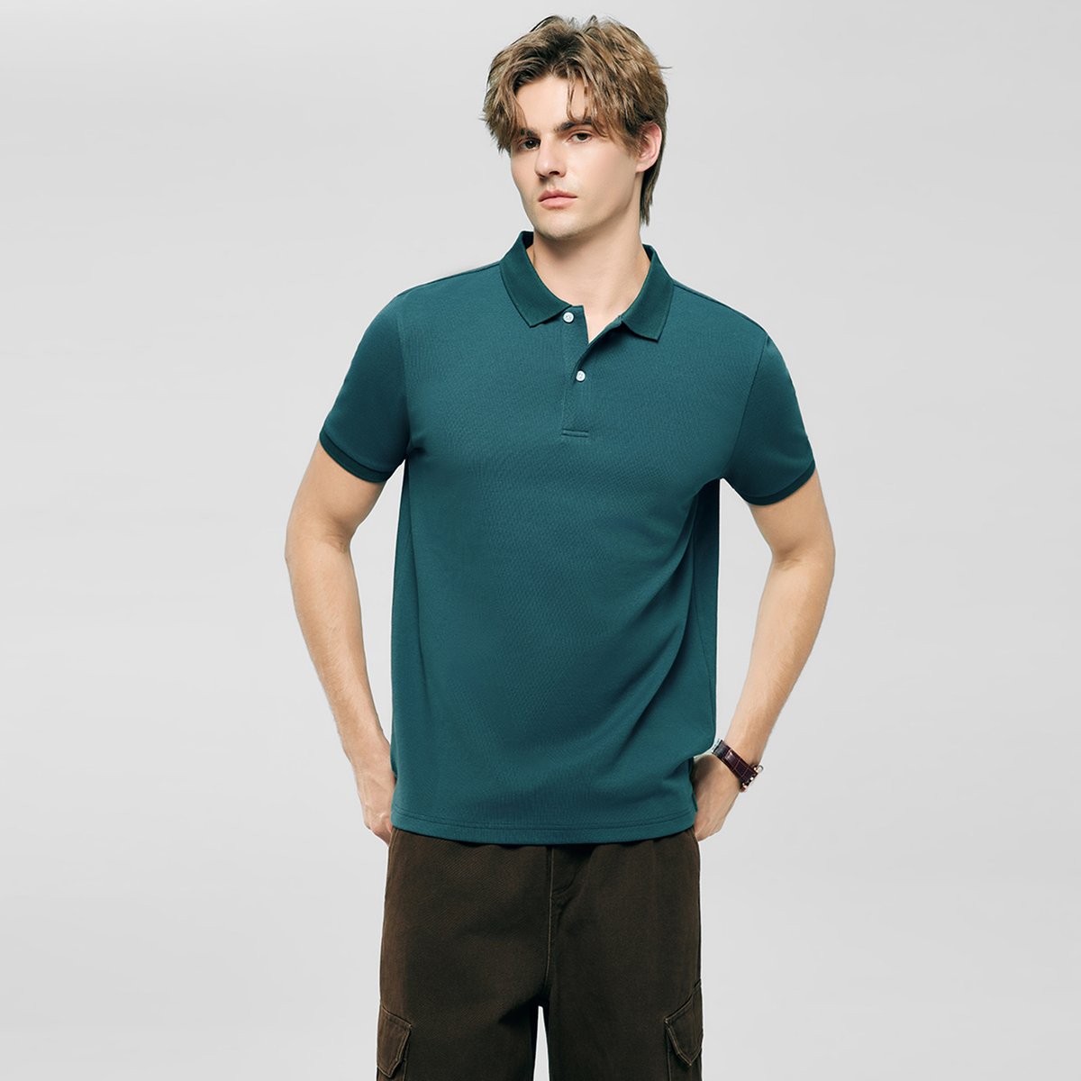 Men's Slim Waffle Knit Premium Polo
