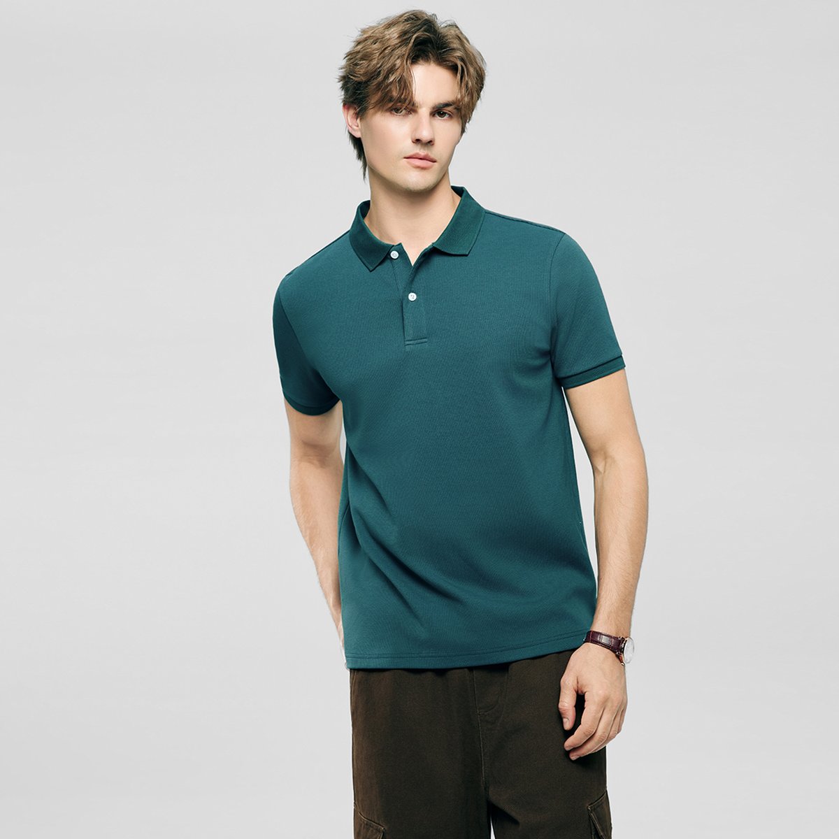 Men's Slim Waffle Knit Premium Polo