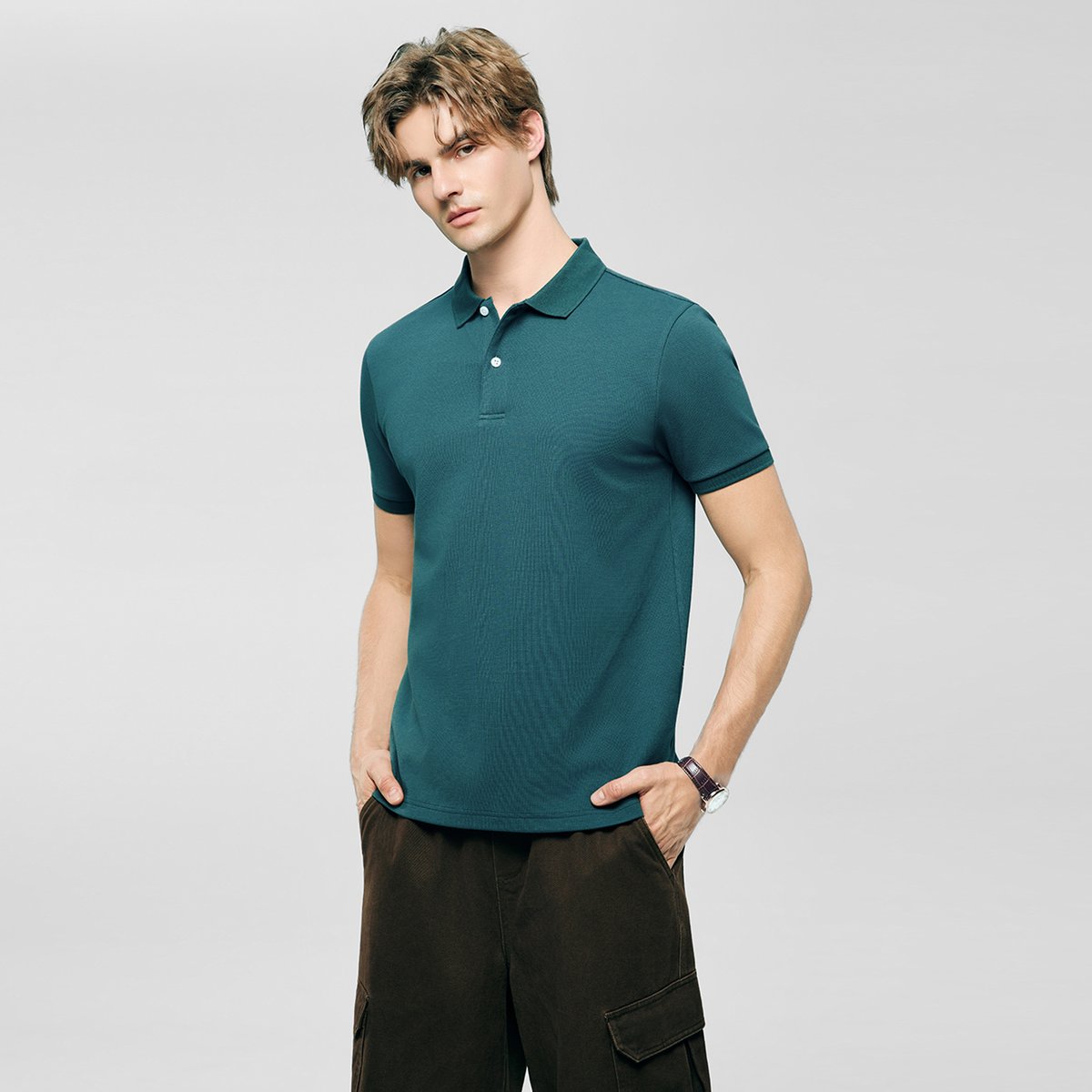Men's Slim Waffle Knit Premium Polo