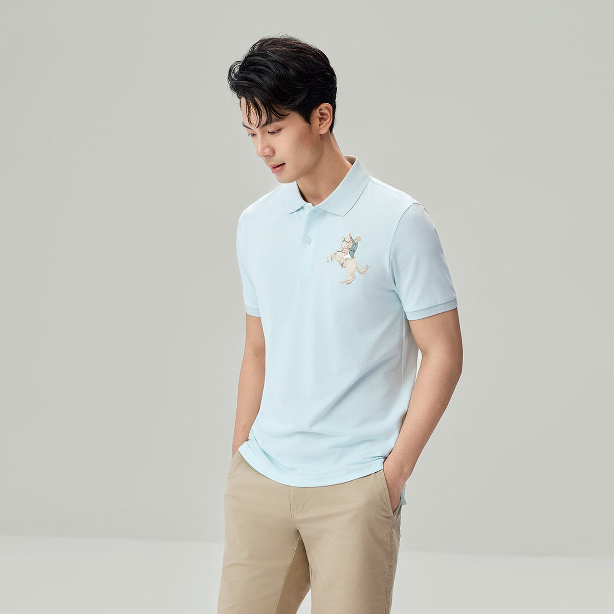 Men’s Slim Fit Napoleon Embroidery Lycra Pique Polo