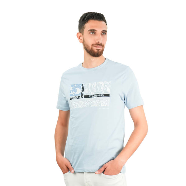 Men's World Without Strangers Print Tee - Slim Fit, Crew Neck, Cotton