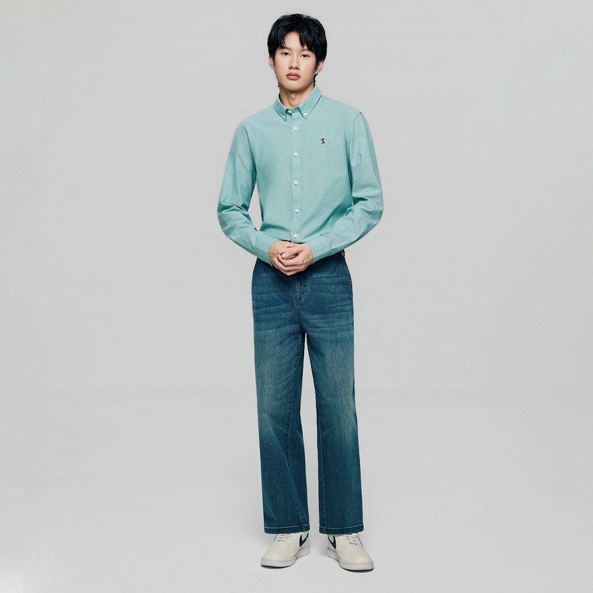 Men's Cotton Slim Oxford Shirt With Embroidery