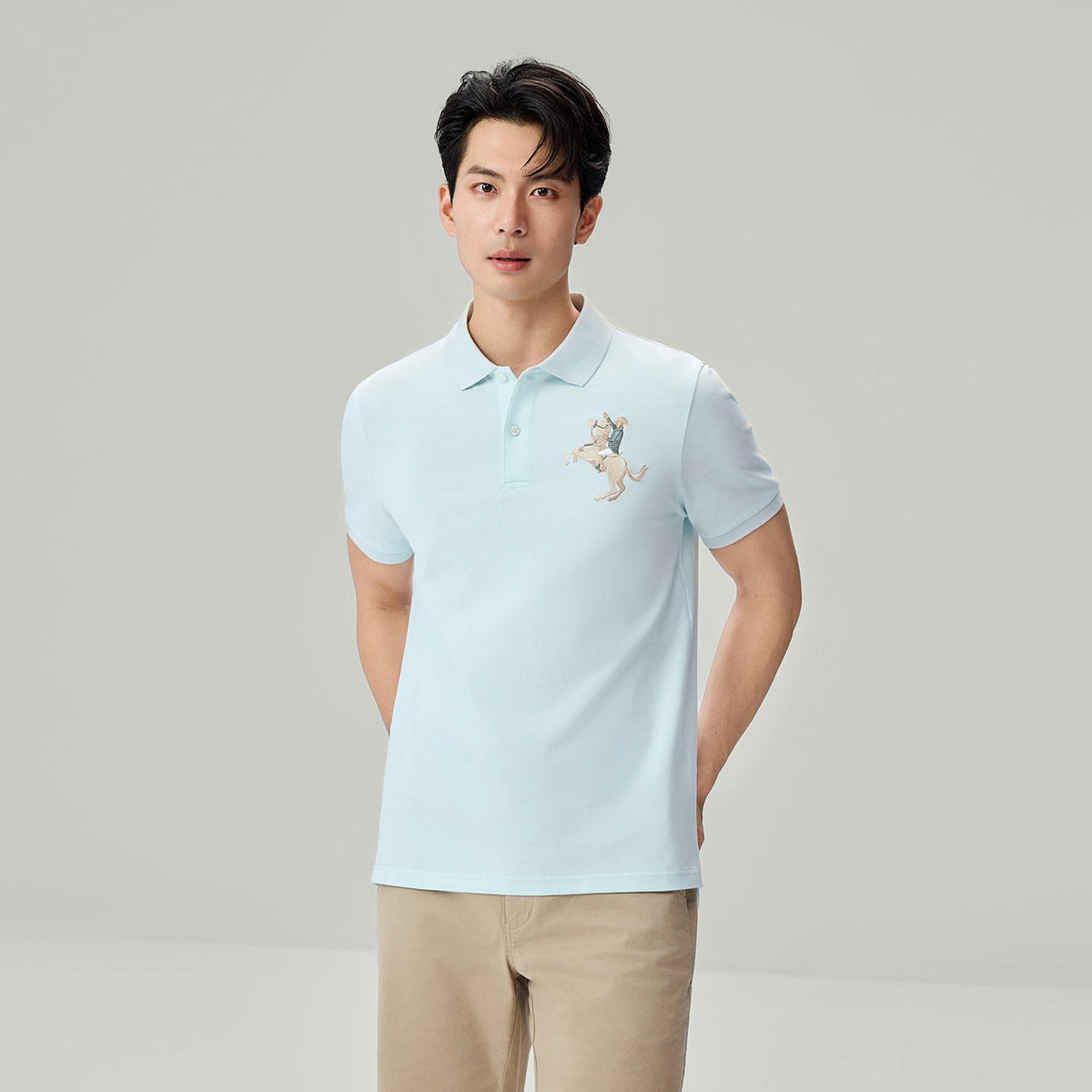 Men’s Slim Fit Napoleon Embroidery Lycra Pique Polo