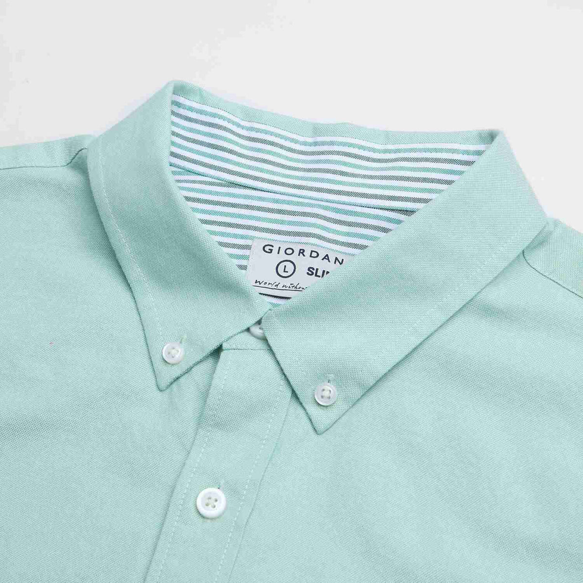 Men's Long Sleeve Slim Fit Cotton Lion Embroidered Oxford Shirt