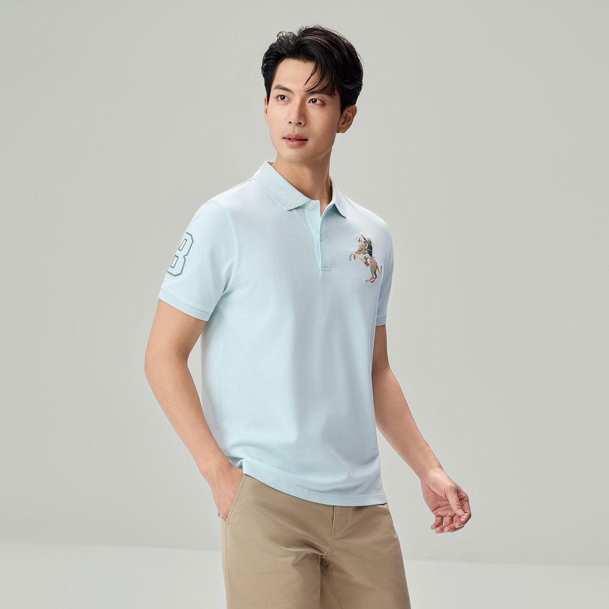 Men’s Slim Fit Napoleon Embroidery Lycra Pique Polo