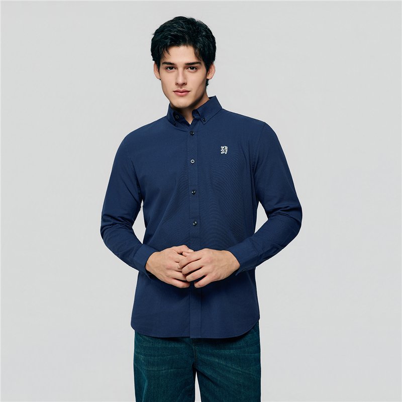 Men's Cotton Slim Oxford Shirt With Embroidery