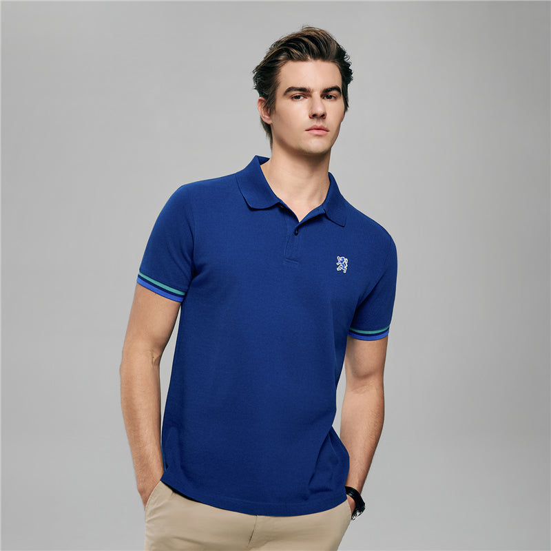 Men's Cotton Slim Performance Polo With Small Lion Embroidery