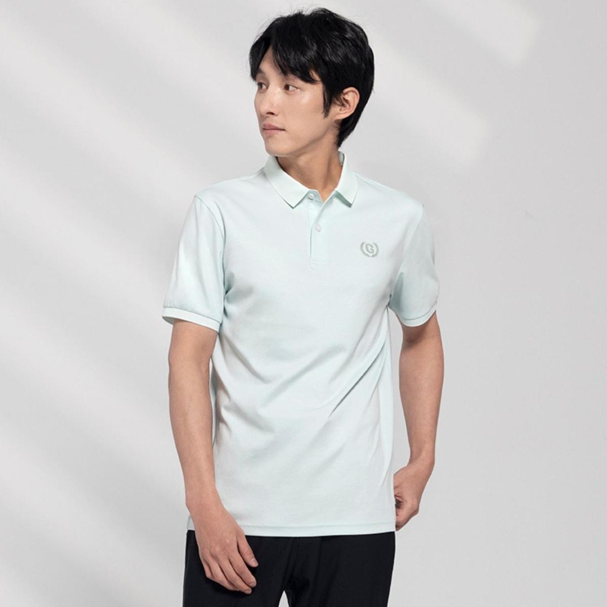 Cotton Interlock Flat Knit Color Short Sleeve Slim Embroidered Solid Polo (Liquid Touch)