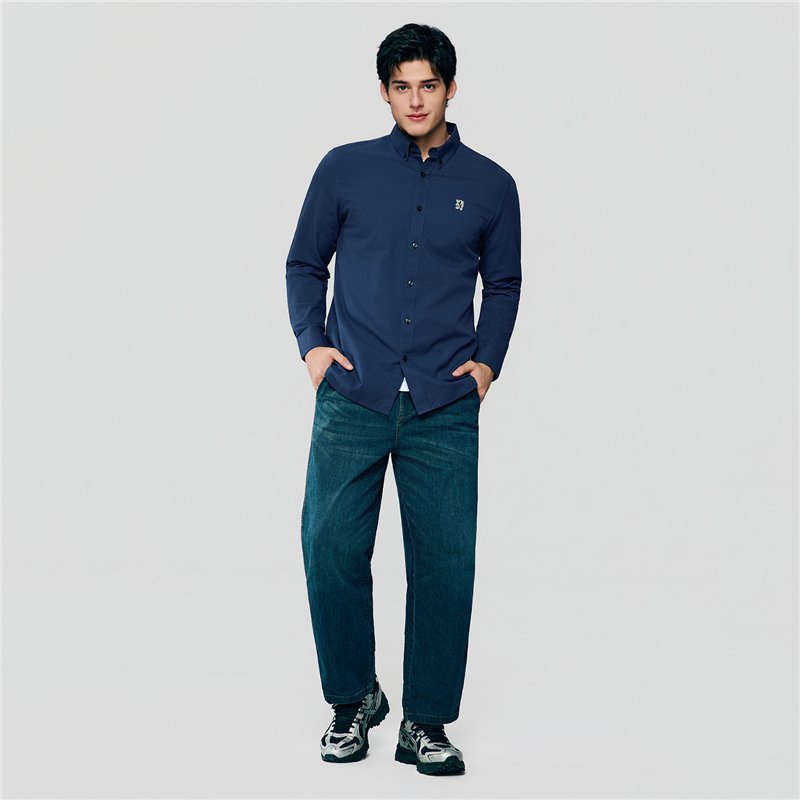 Men's Cotton Slim Oxford Shirt With Embroidery