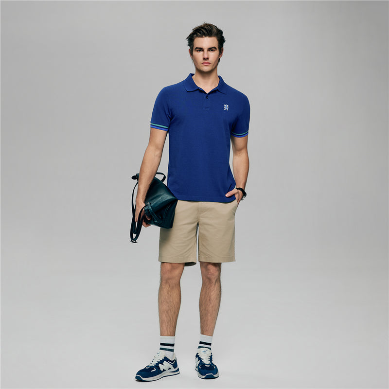 Men's Cotton Slim Performance Polo With Small Lion Embroidery