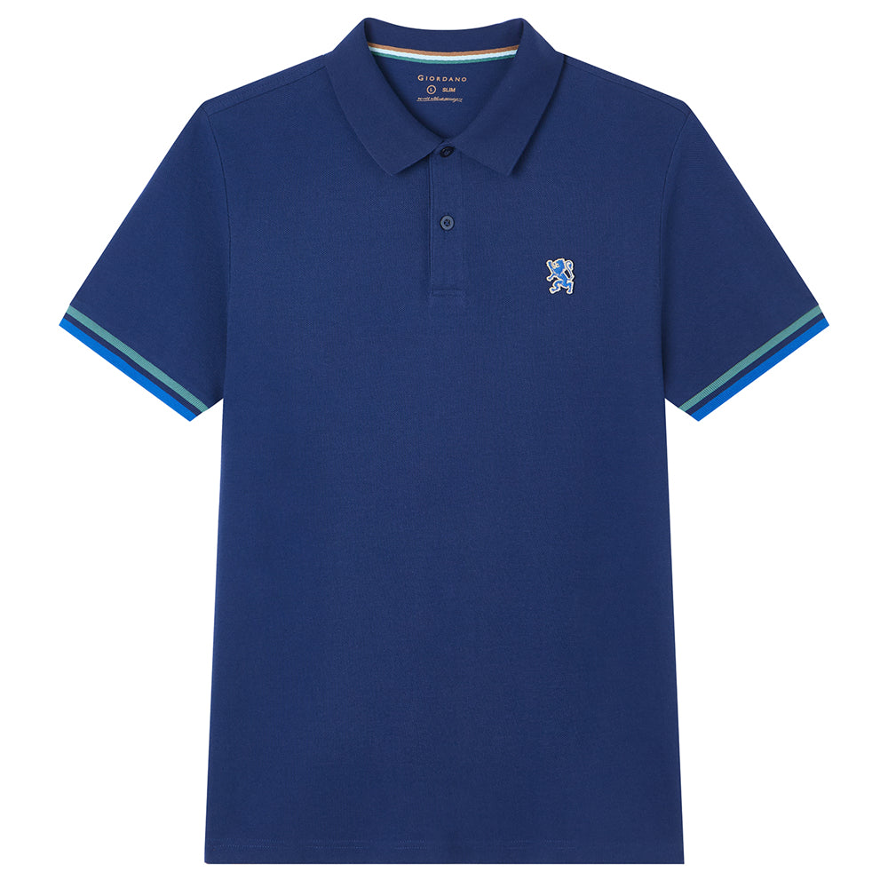 Men's Cotton Slim Performance Polo With Small Lion Embroidery