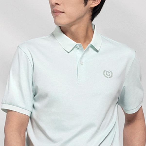 Cotton Interlock Flat Knit Color Short Sleeve Slim Embroidered Solid Polo (Liquid Touch)