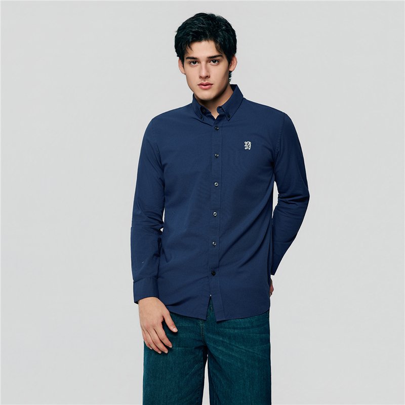 Men's Cotton Slim Oxford Shirt With Embroidery