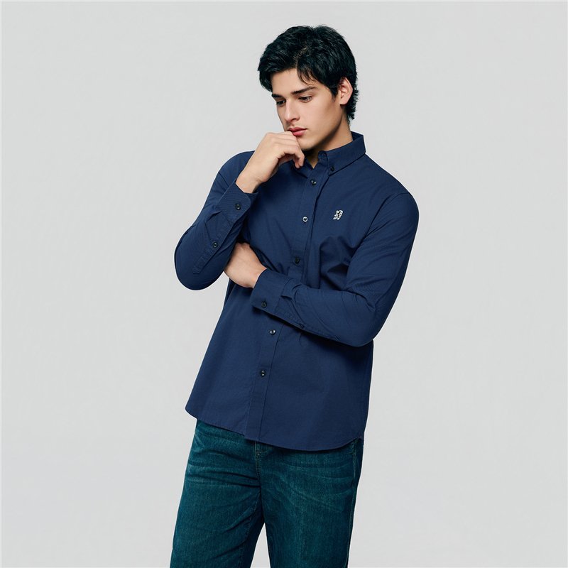Men's Cotton Slim Oxford Shirt With Embroidery