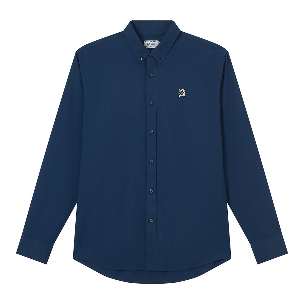 Men's Cotton Slim Oxford Shirt With Embroidery