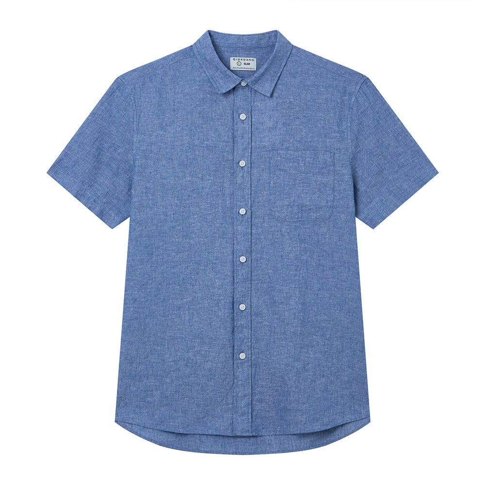Men's Slim Linen Cotton Short-Sleeve Shirt