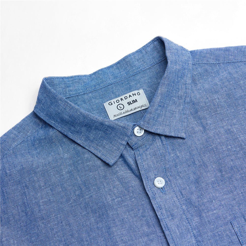Men's Slim Linen Cotton Short-Sleeve Shirt