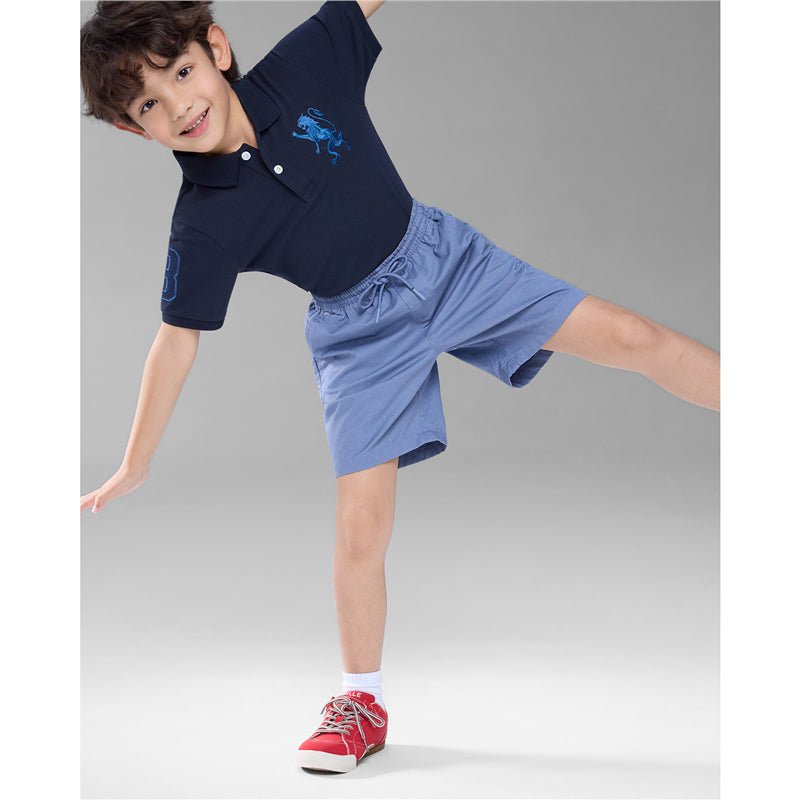 Kid's Cotton Twill Drawstring Shorts With Elastic Waist