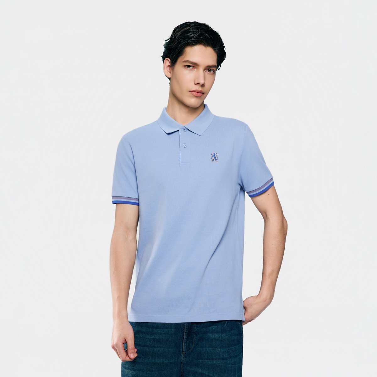 Men's Slim Fit Embroidered Solid Polo