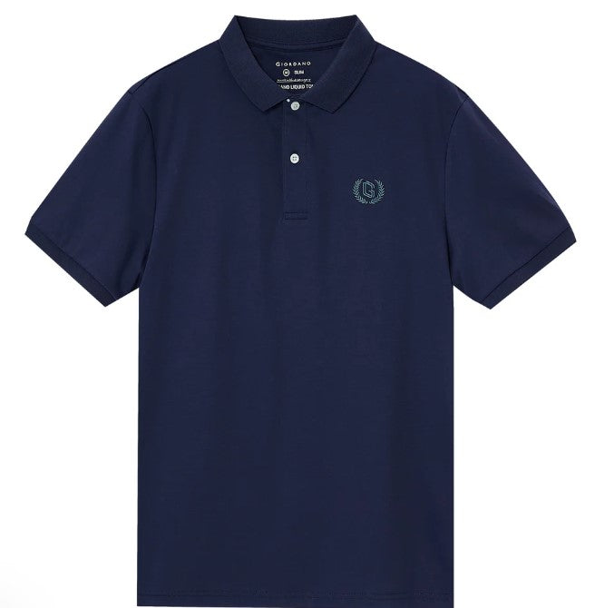 Cotton Interlock Flat Knit Color Short Sleeve Slim Embroidered Solid Polo (Liquid Touch)