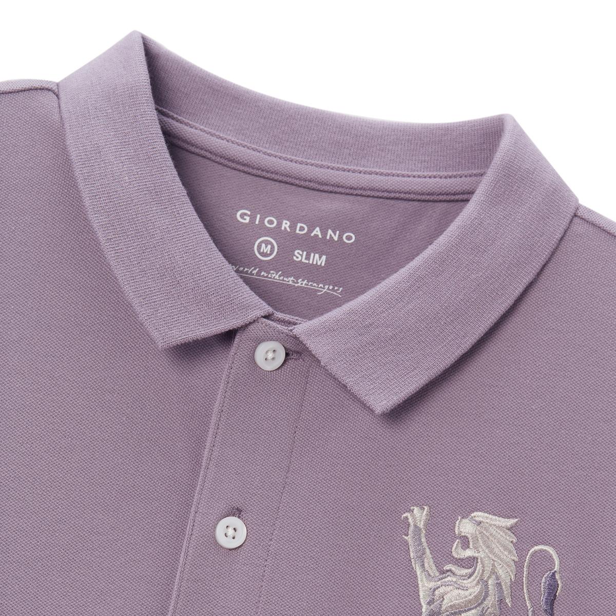 Men's 3D Lion Polo: Slim Fit, Bold Embroidery, Premium Pique