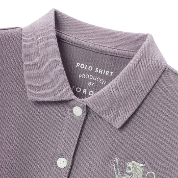 قميص بولو نسائي من القطن والليكرا بتطريز أسد ثلاثي الأبعاد