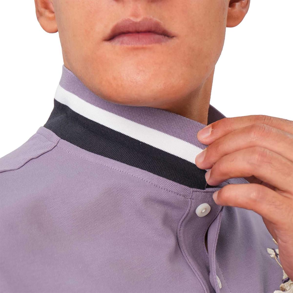 Men's Slim Fit Cotton Short Sleeve Napoleon Polo