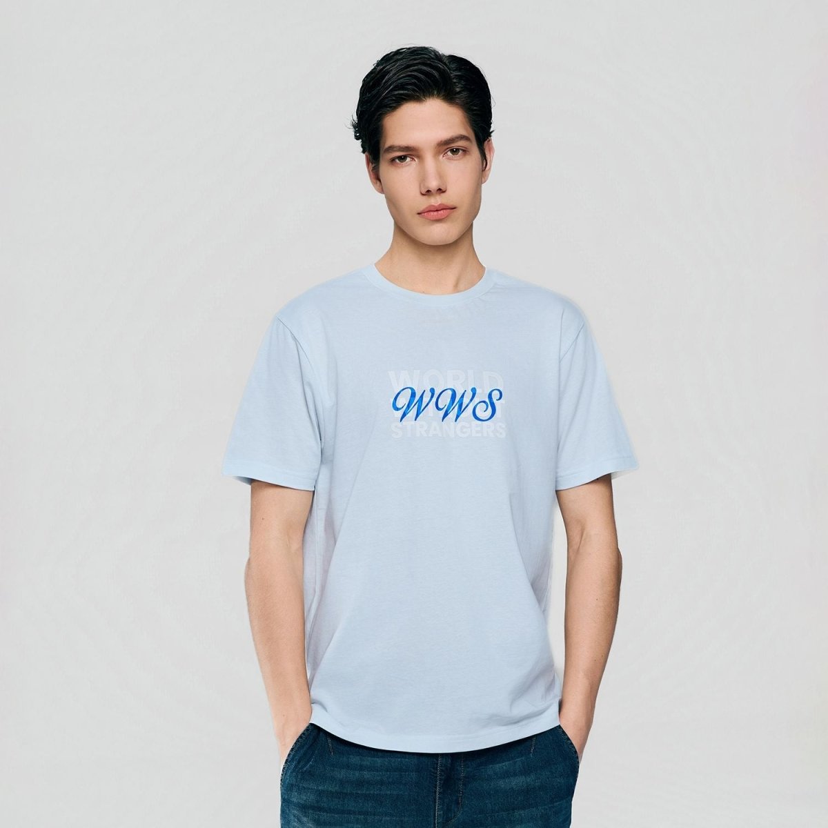 Men Slim World Without Strangers Print Tee