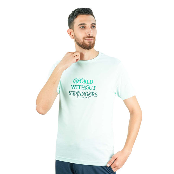 Men's World Without Strangers Print Tee - Slim Fit, Crew Neck, Cotton